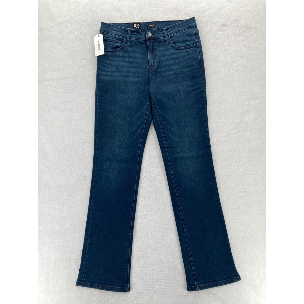 Express Bootcut Jeans Women's 12 Dark Wash Blue Stretch Denim High Rise - NWT
